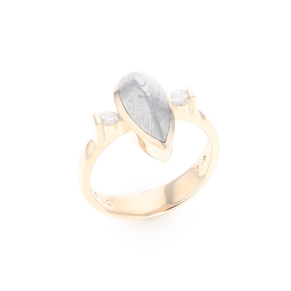 Meteorite Pear Shape Inlay Ring