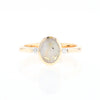 Gold Quartz Ring Oval Inlaid Design Center with .06ctw Round Diamonds