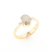 Gold Quartz Ring Oval Inlaid Design Center with .06ctw Round Diamonds