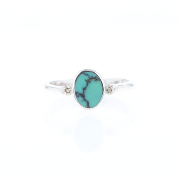 Oval Turquoise Diamond Ring