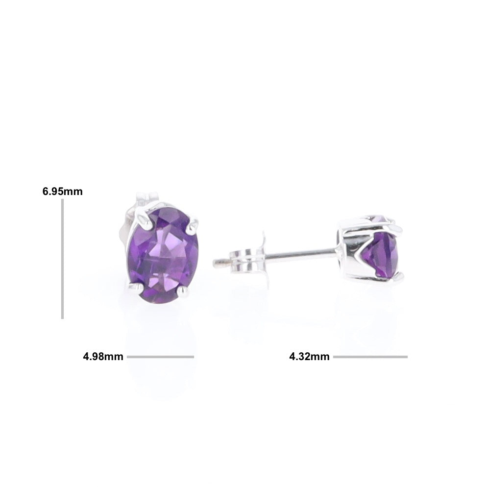 Oval Amethyst Stud Earrings