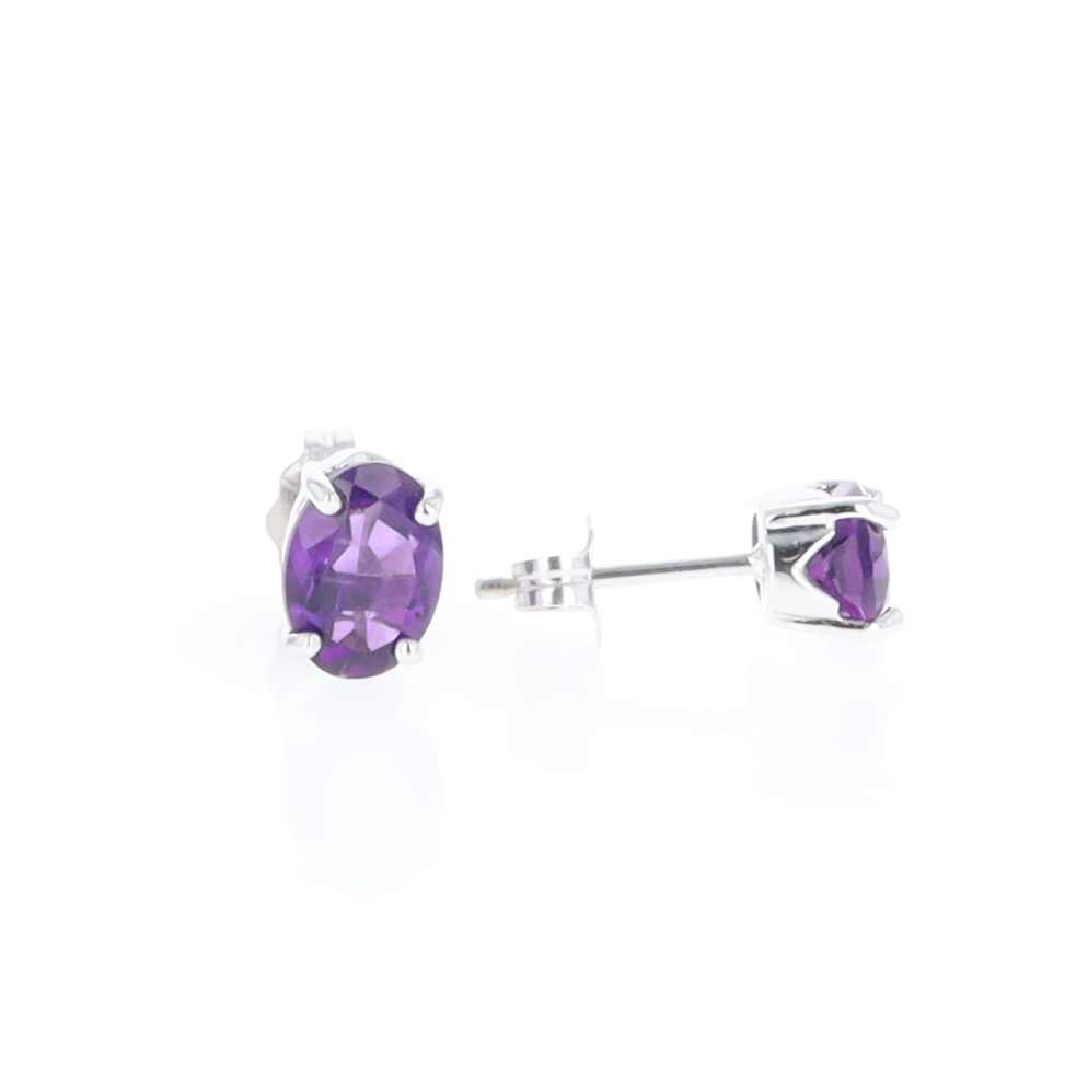 Oval Amethyst Stud Earrings