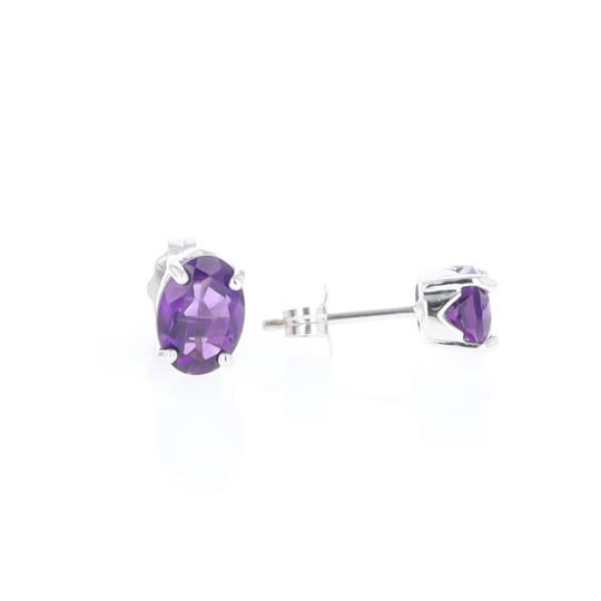 Oval Amethyst Stud Earrings
