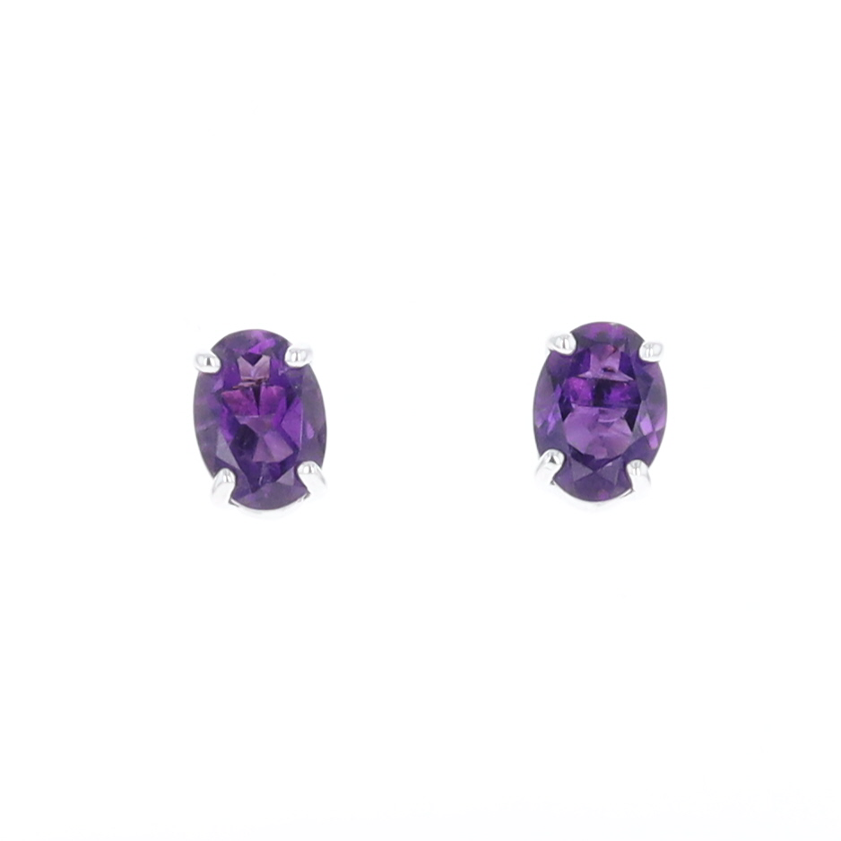 Oval Amethyst Stud Earrings