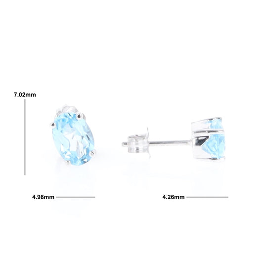 Oval Blue Topaz Stud Earrings