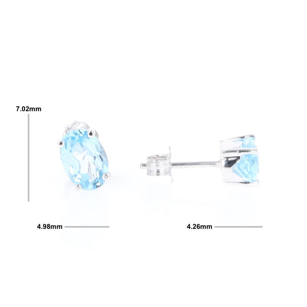 Oval Blue Topaz Stud Earrings