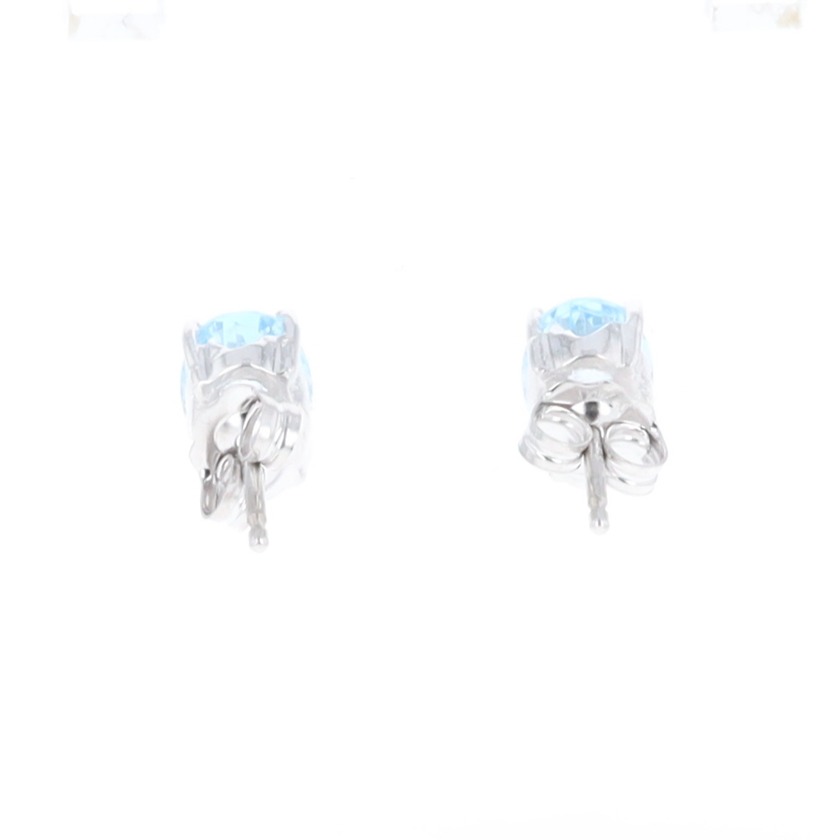 Oval Blue Topaz Stud Earrings