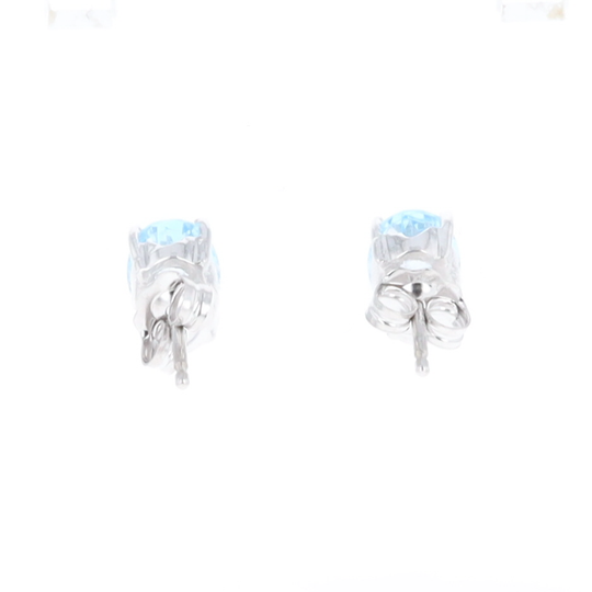 Oval Blue Topaz Stud Earrings