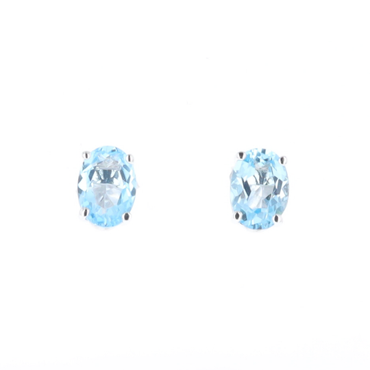 Oval Blue Topaz Stud Earrings