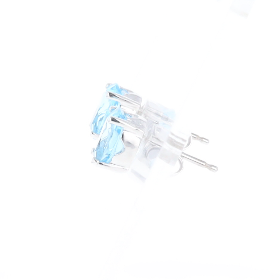 Oval Blue Topaz Stud Earrings