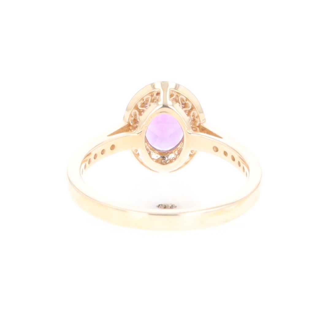 Oval Amethyst with Diamond Halo Ring
