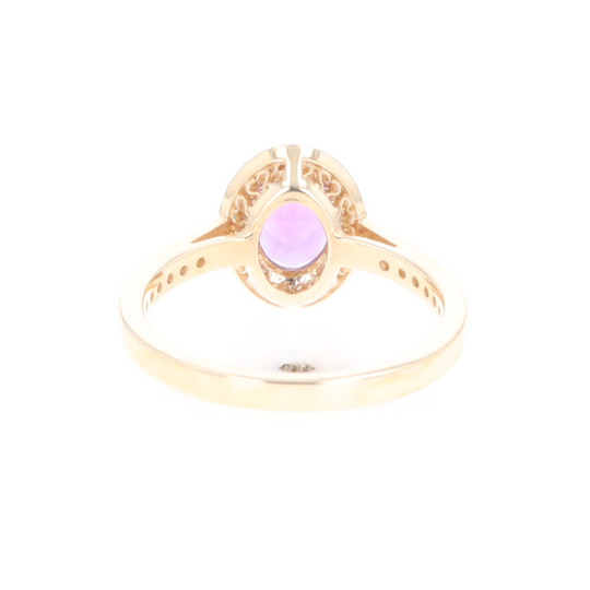 Oval Amethyst with Diamond Halo Ring