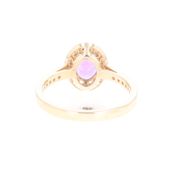 Oval Amethyst with Diamond Halo Ring