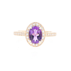Oval Amethyst with Diamond Halo Ring