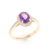 Oval Amethyst with Diamond Halo Ring