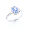 Oval Ceylon Sapphire with Diamond Halo Ring