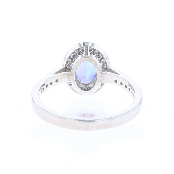 Oval Tanzanite with Diamond Halo Ring