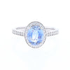 Oval Ceylon Sapphire with Diamond Halo Ring