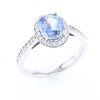 Oval Ceylon Sapphire with Diamond Halo Ring