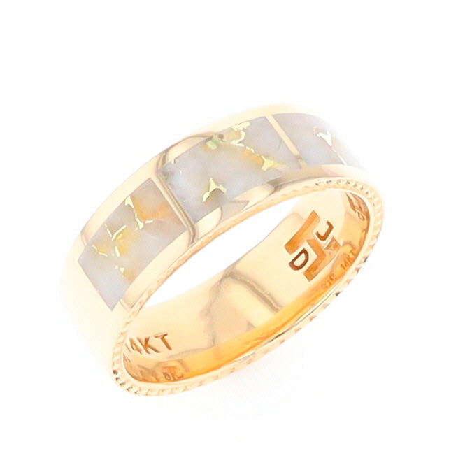 3 Section Men's Gold Quartz Milgrain Topped Ring – Hawkes and Co