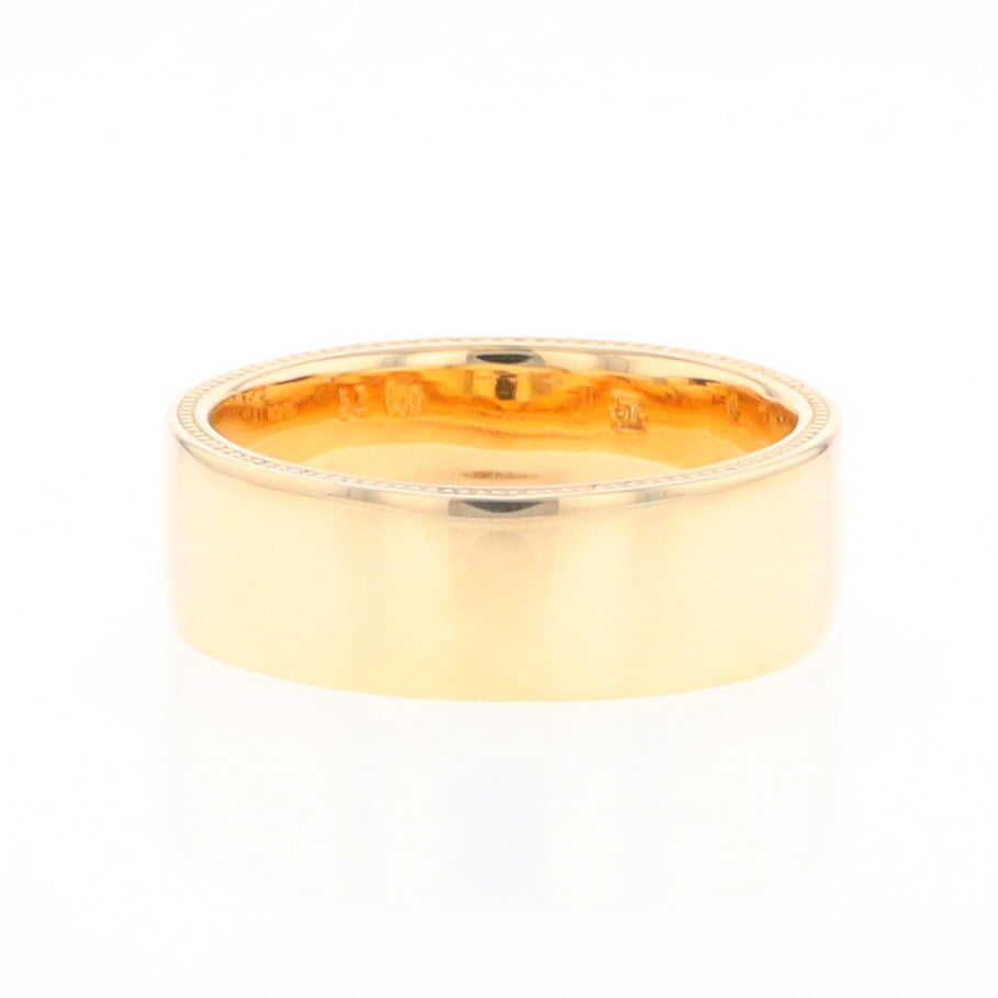 Gold Quartz Ring 3 Section Rectangle Inlaid Band with Milgrain Design