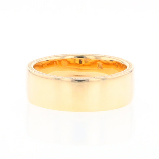 Gold Quartz Ring 3 Section Rectangle Inlaid Band with Milgrain Design