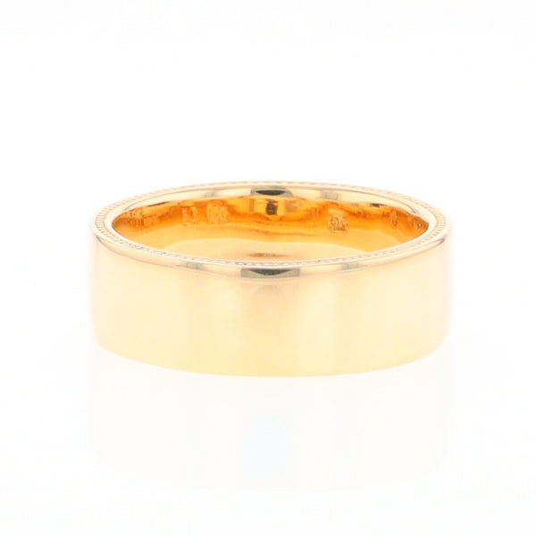 Gold Quartz Ring 3 Section Rectangle Inlaid Band with Milgrain Design