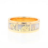 Gold Quartz Ring 3 Section Rectangle Inlaid Band with Milgrain Design