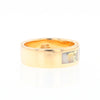 Gold Quartz Ring 3 Section Rectangle Inlaid Band with Milgrain Design