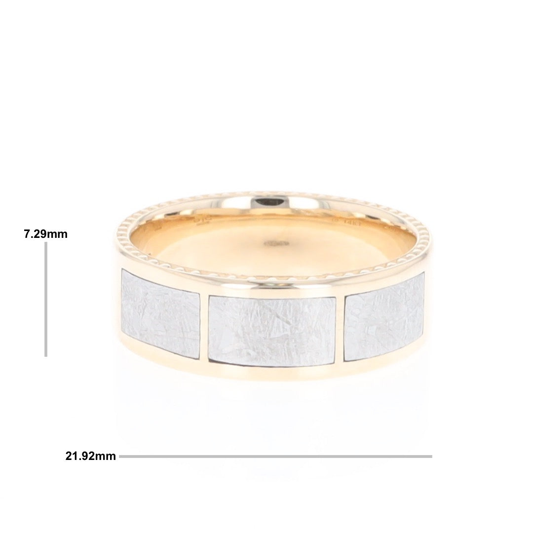 3 Section Men's Meteorite  Milgrain Topped Ring