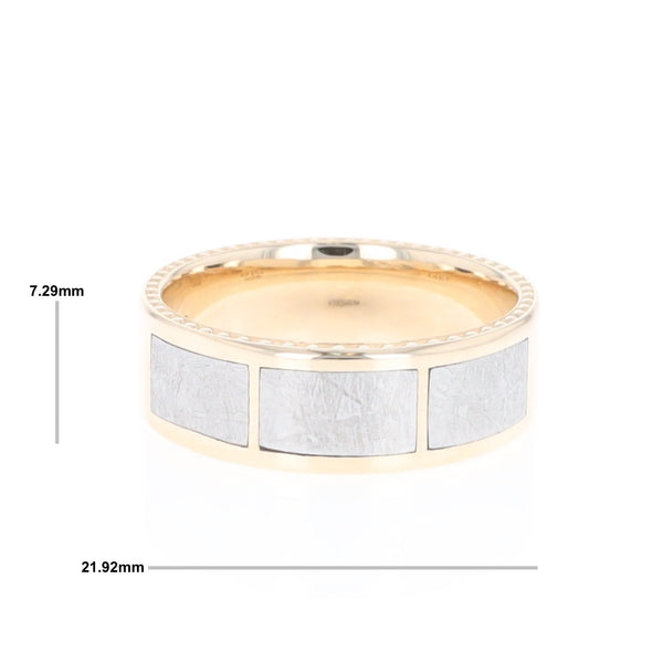 3 Section Men's Meteorite  Milgrain Topped Ring