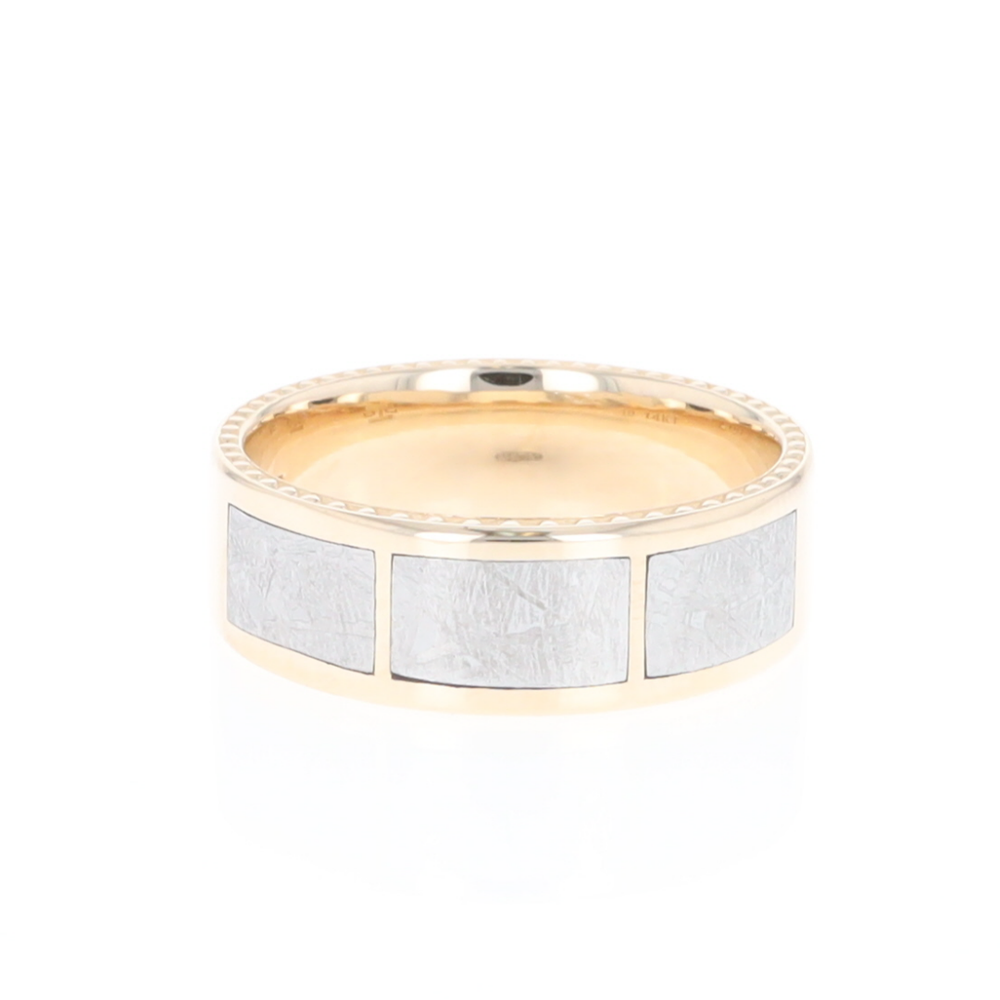 3 Section Men's Meteorite  Milgrain Topped Ring