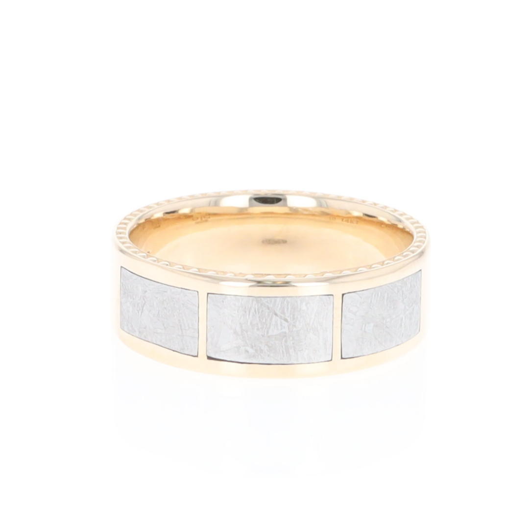 3 Section Men's Meteorite  Milgrain Topped Ring