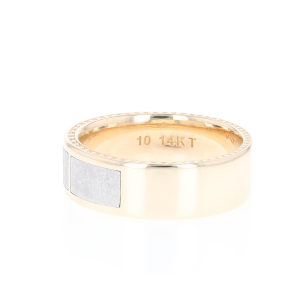 3 Section Men's Meteorite  Milgrain Topped Ring