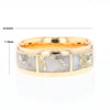 Gold Quartz Ring 3 Section Rectangle Inlaid Design Band
