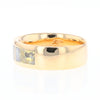 Gold Quartz Ring 3 Section Rectangle Inlaid Design Band