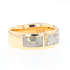 Gold Quartz Ring 3 Section Rectangle Inlaid Design Band