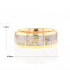 Gold Quartz Ring 3 Section Rectangle Inlaid Design Band