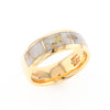 Gold Quartz Ring 3 Section Rectangle Inlaid Design Band