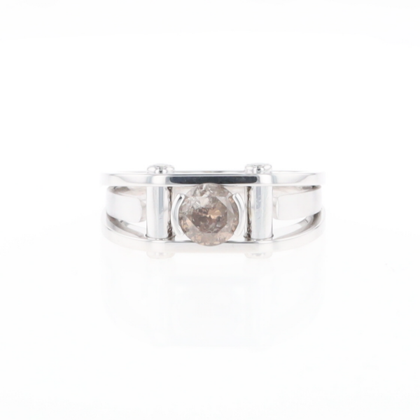 Men's Contemporary White Gold Industrial Brown Diamond Ring