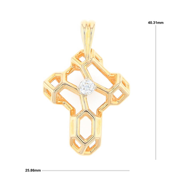 Voronoi Cross Pendant with Diamond