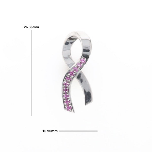 Pink Sapphire Breast Cancer Ribbon Pendant