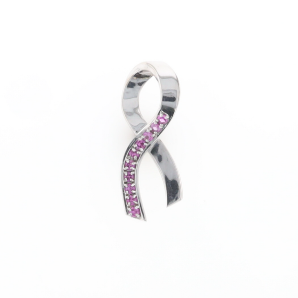 Pink Sapphire Breast Cancer Ribbon Pendant