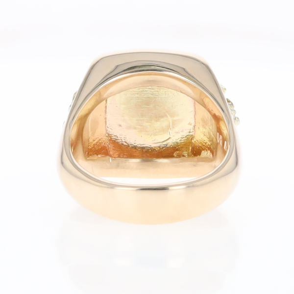 Meteorite Ring Double Side Natural Nuggets Rectangle Inlaid Center