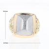 Meteorite Ring Double Side Natural Nuggets Rectangle Inlaid Center