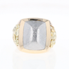 Meteorite Ring Double Side Natural Nuggets Rectangle Inlaid Center