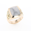 Meteorite Ring Double Side Natural Nuggets Rectangle Inlaid Center