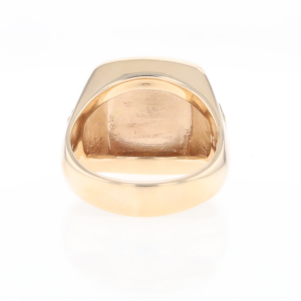 Gold Quartz Ring Double Side Natural Nuggets Rectangle Inlaid Center G1