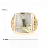 Gold Quartz Ring Double Side Natural Nuggets Rectangle Inlaid Center G1