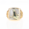 Gold Quartz Ring Double Side Natural Nuggets Rectangle Inlaid Center G1